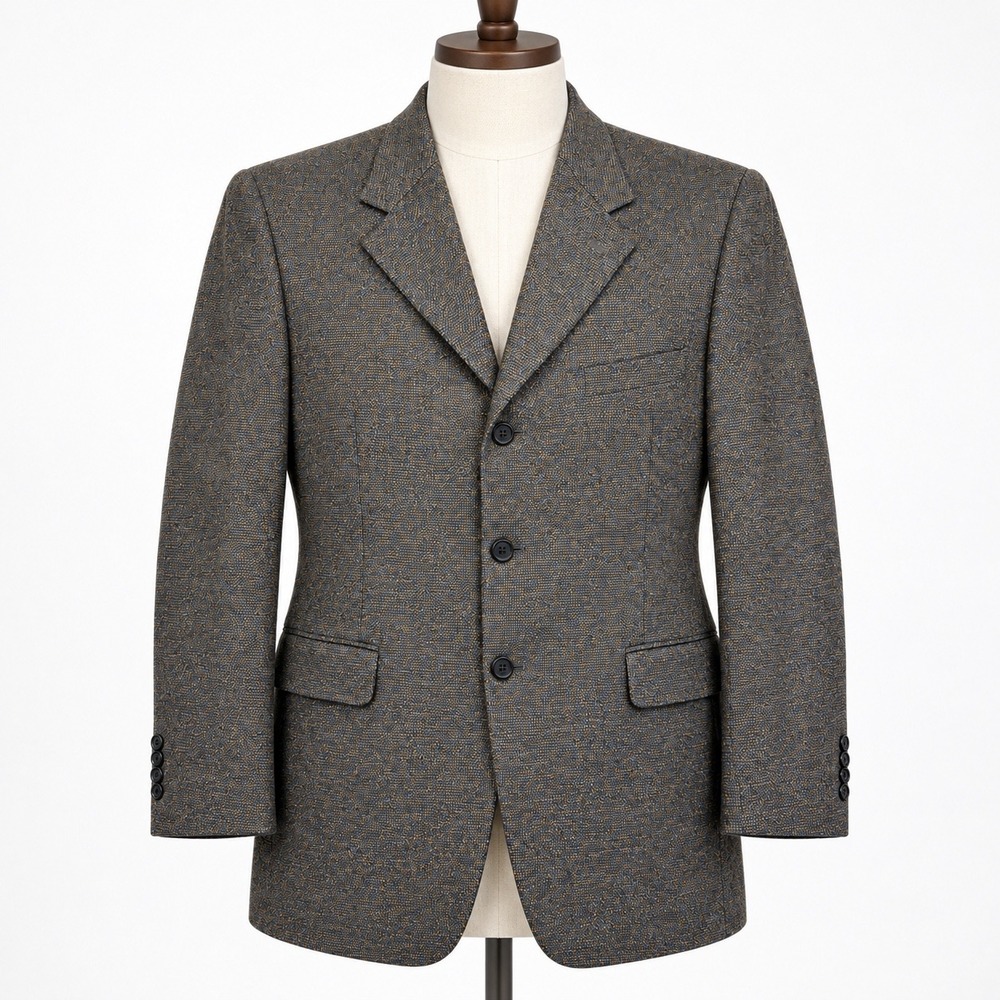 Canali Blazer 44L 54 Wool Cashmere Mens Made Italy Gray Brown Sport Coat Luxury